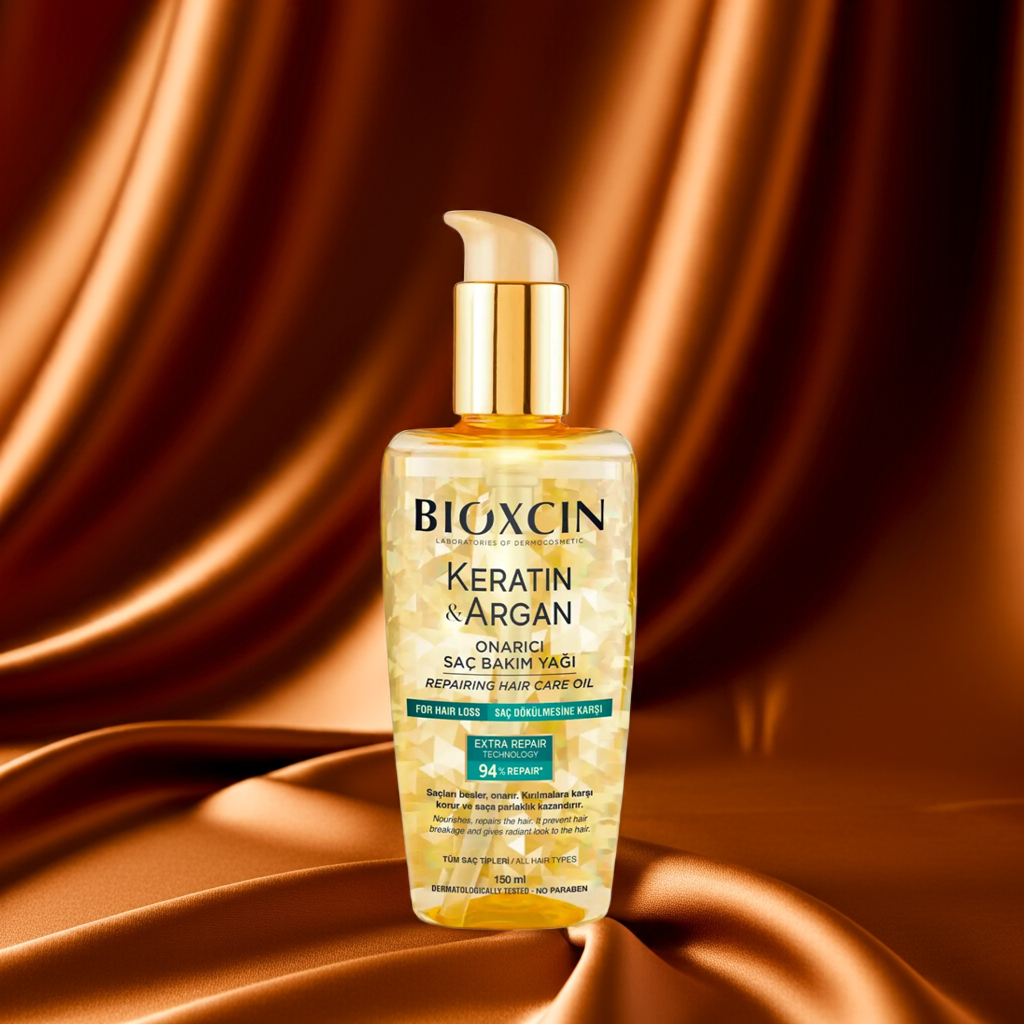 Bioxcin Keratin & Argan Repairing Turkish Hair Care Oil - Deep Conditioning, Shine Boost & Hair Strengthening Formula