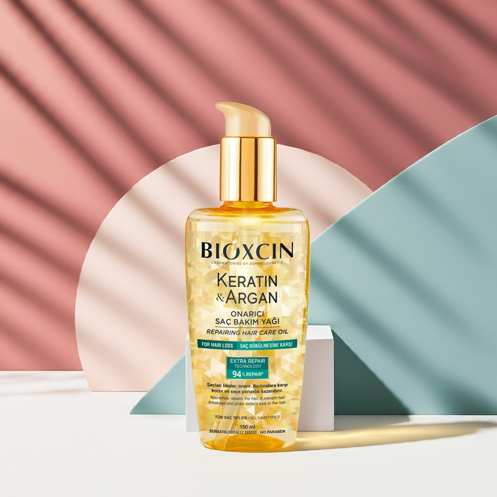 Bioxcin Keratin & Argan Repairing Turkish Hair Care Oil - Deep Conditioning, Shine Boost & Hair Strengthening Formula