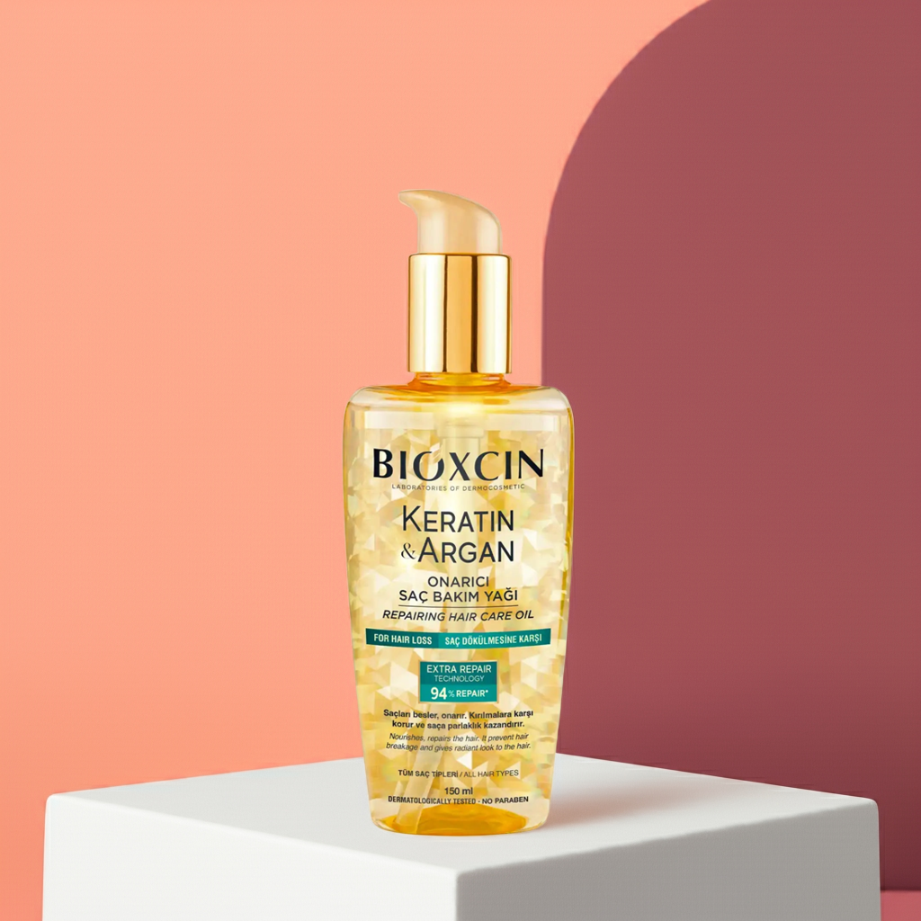 Bioxcin Keratin & Argan Repairing Turkish Hair Care Oil - Deep Conditioning, Shine Boost & Hair Strengthening Formula