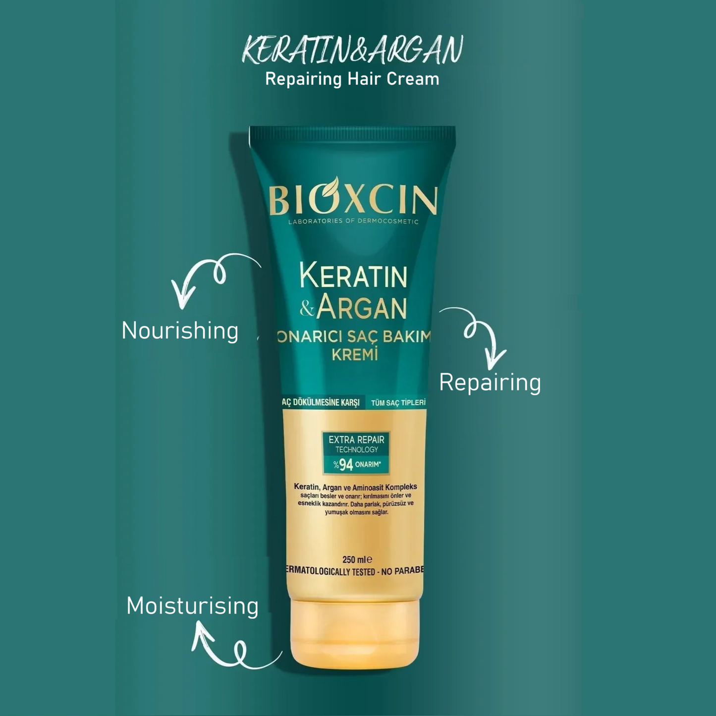 Bioxcin Keratin & Argan Repairing Conditioner – Daily Nourishment & Hair Repair Treatment for Weakened Hair from Turkey