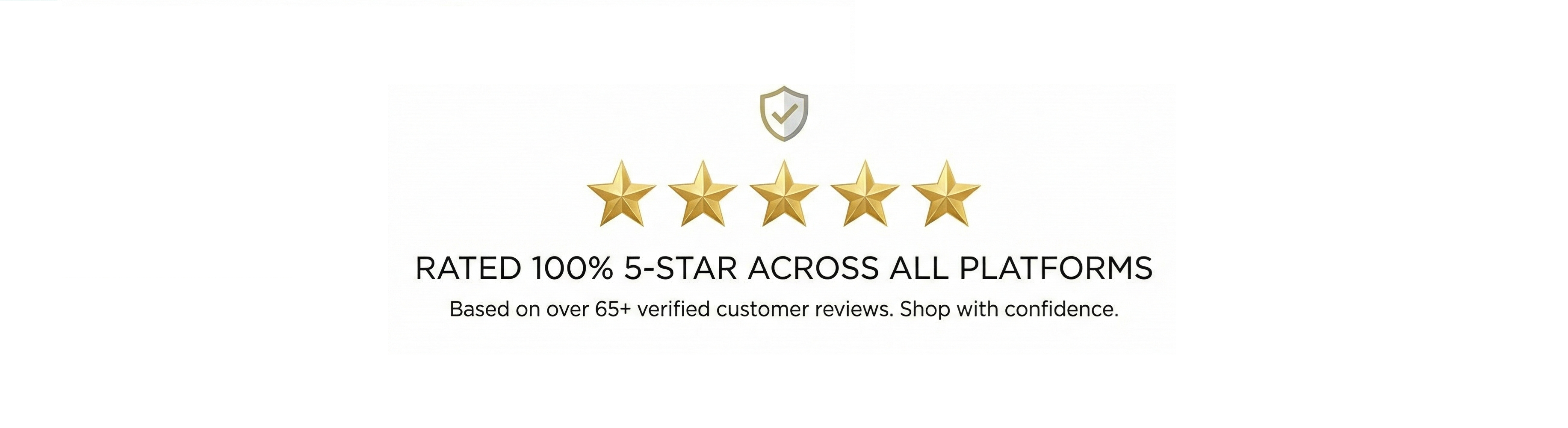 Five-star rating badge with a shield icon on a white background