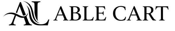Logo of 'ABLE CART' with stylized lettering on a black background
