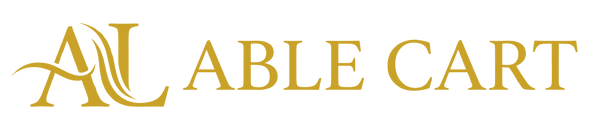 A gold stylized 'A' and 'L' combined with the words 'ABLE CART' on a solid black background.