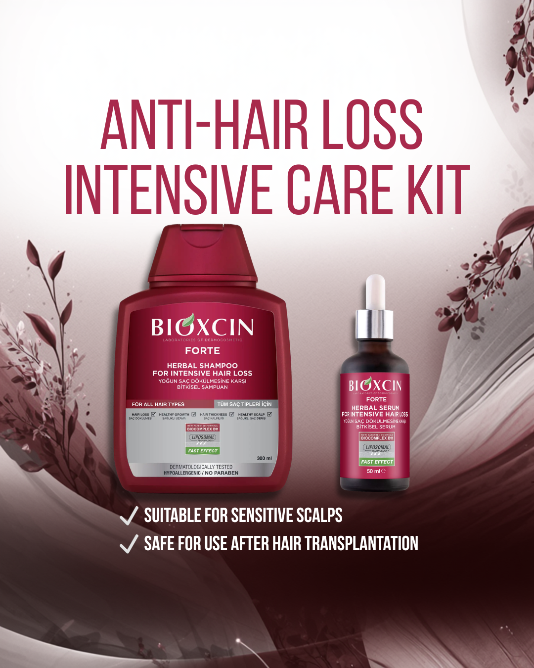 Bioxcin Complete Intensive Hair Loss Kit - Fight hair loss and strengthen weak follicles