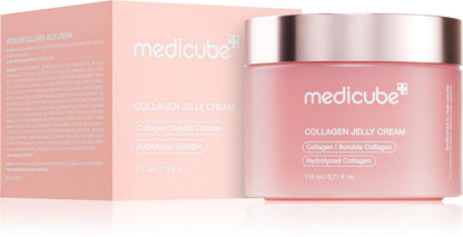 Collagen jelly cream with packaging displaying 'medicube' brand on a white background