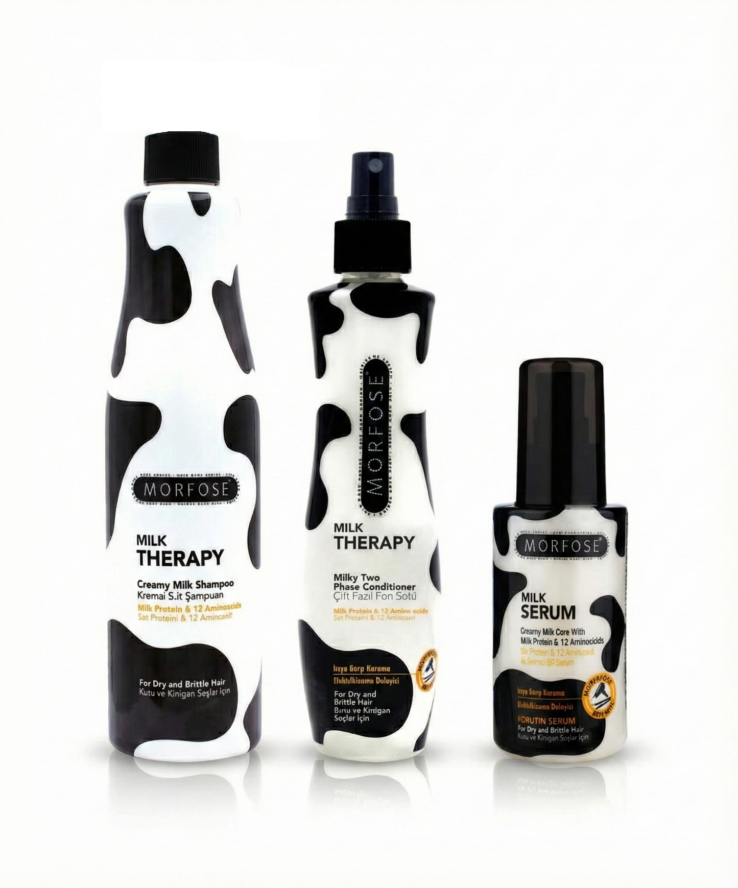 Morfose Milk Therapy hair care products on a white background