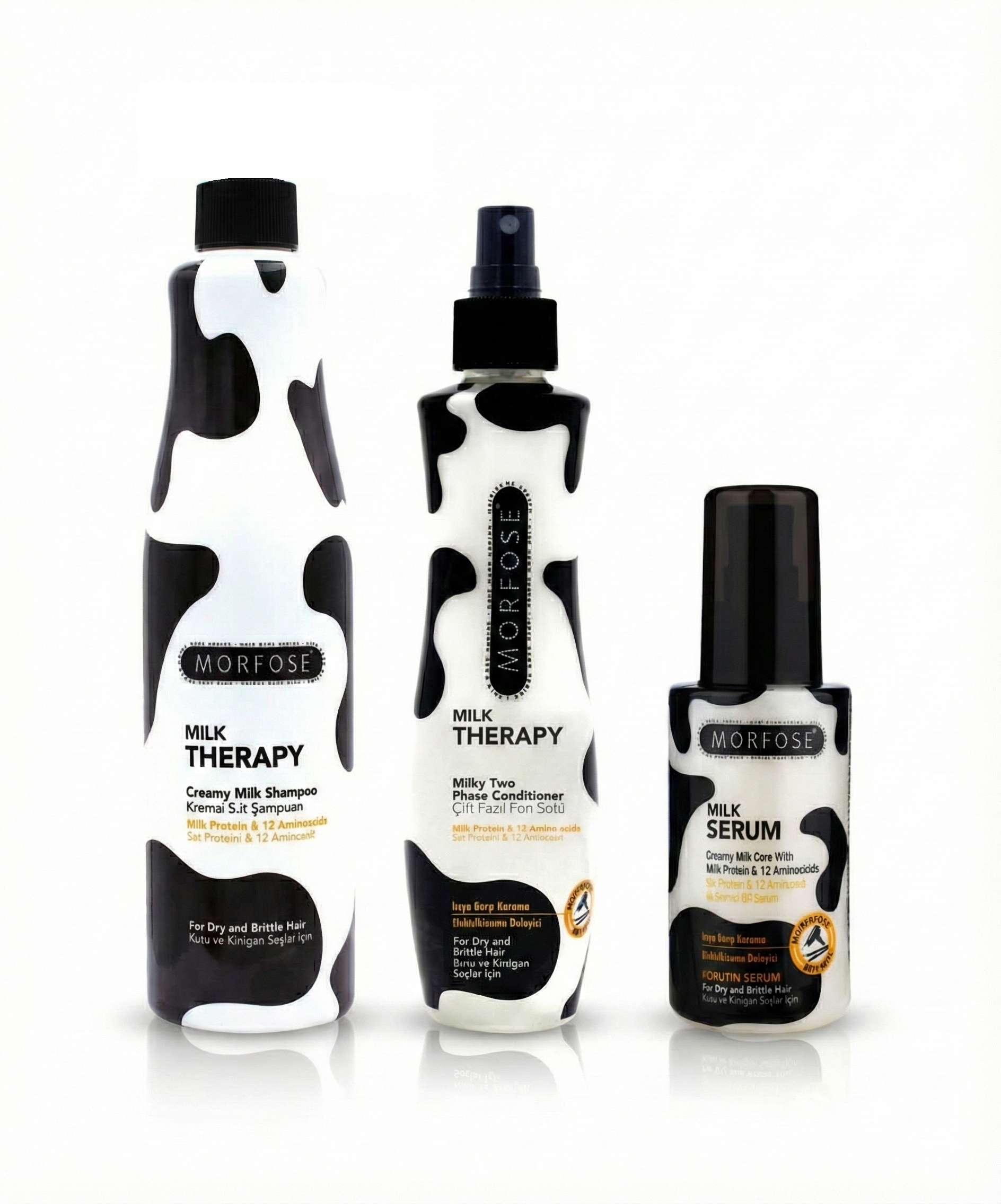 Morfose Milk Therapy hair care products on a white background