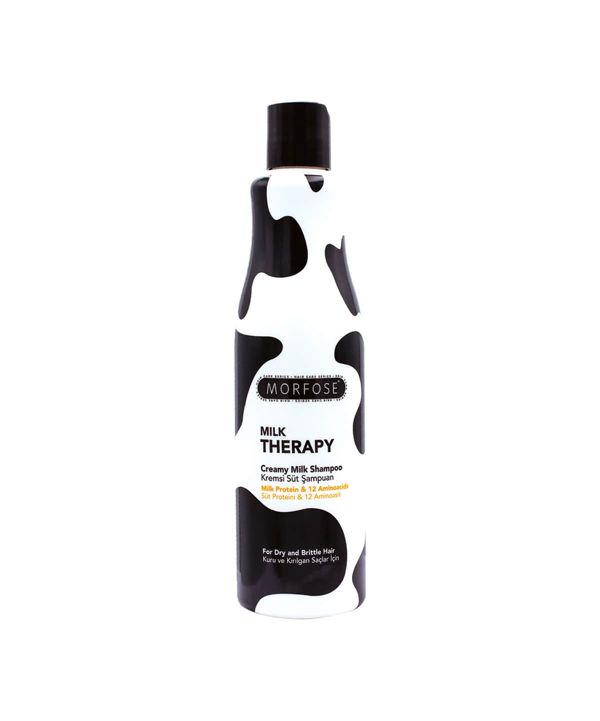 Morfose Milk Therapy creamy milk shampoo bottle on a white background