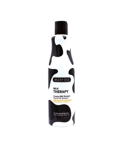 Morfose Milk Therapy creamy milk shampoo bottle on a white background