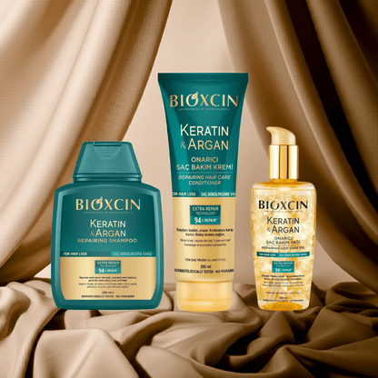 Bioxcin Keratin & Argan Bundle - Shampoo, Conditioner & Oil - AbLe Cart