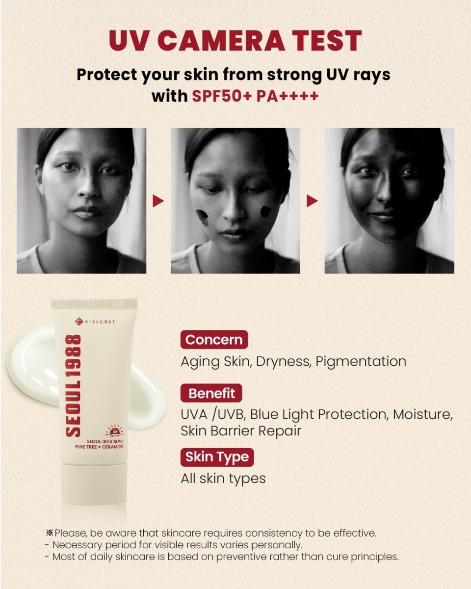 K - Secret Seoul 1988 Sun Cream SPF 50+ | Pine Tree + Ceramide - AbLe Cart