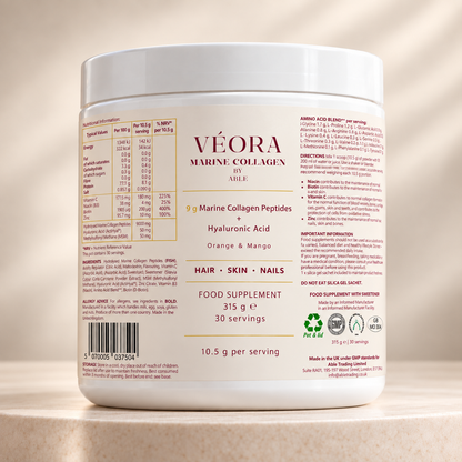 VÉORA Marine Collagen 315g tub - Orange & Mango