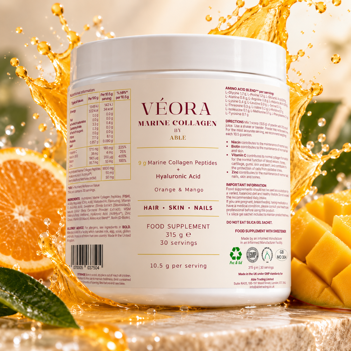 VÉORA Marine Collagen Orange & Mango premium product image